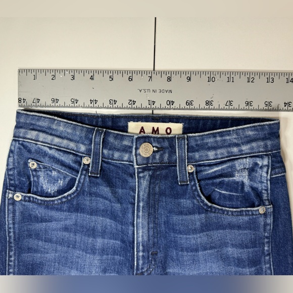 REVOLVE Jeans AMO High Rise Twist Crop Blue Denim in Sweetheart Wash SZ 27 NEW! - Picture 13 of 16